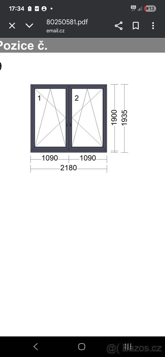 Okno dvoukřídlé trojsklo 21801935 antracit - 2