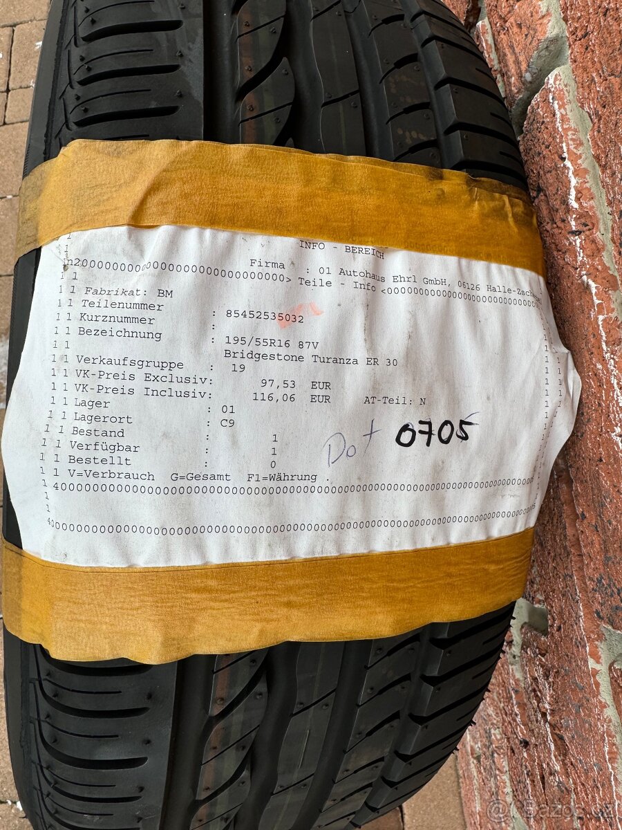 NOVÁ LETNÍ 195/55R16 BRIDGESTONE TURANZA - 2