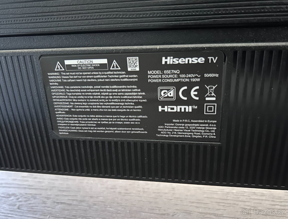Hisense TV 65" – model 65E7NQ - 2