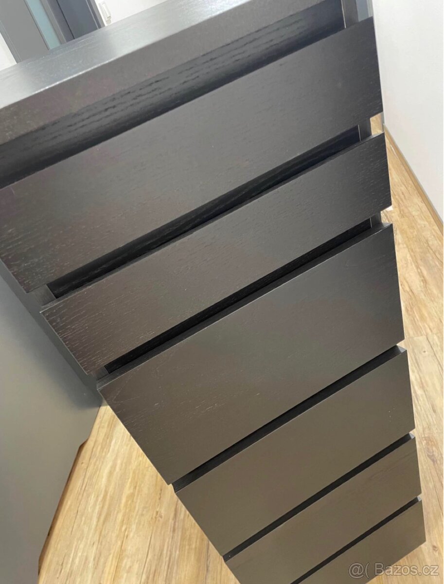 IKEA MALM Komoda 6 zásuvek 40x123 cm černohnědá zrcadlo - 2
