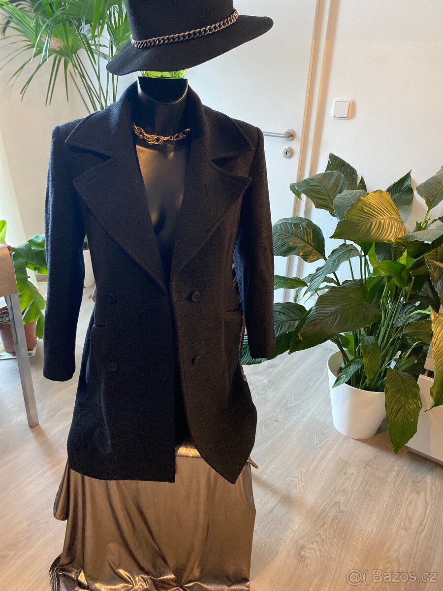 Kasmirovy vlneny kabat cerny dlouhy damsky 38 - 2