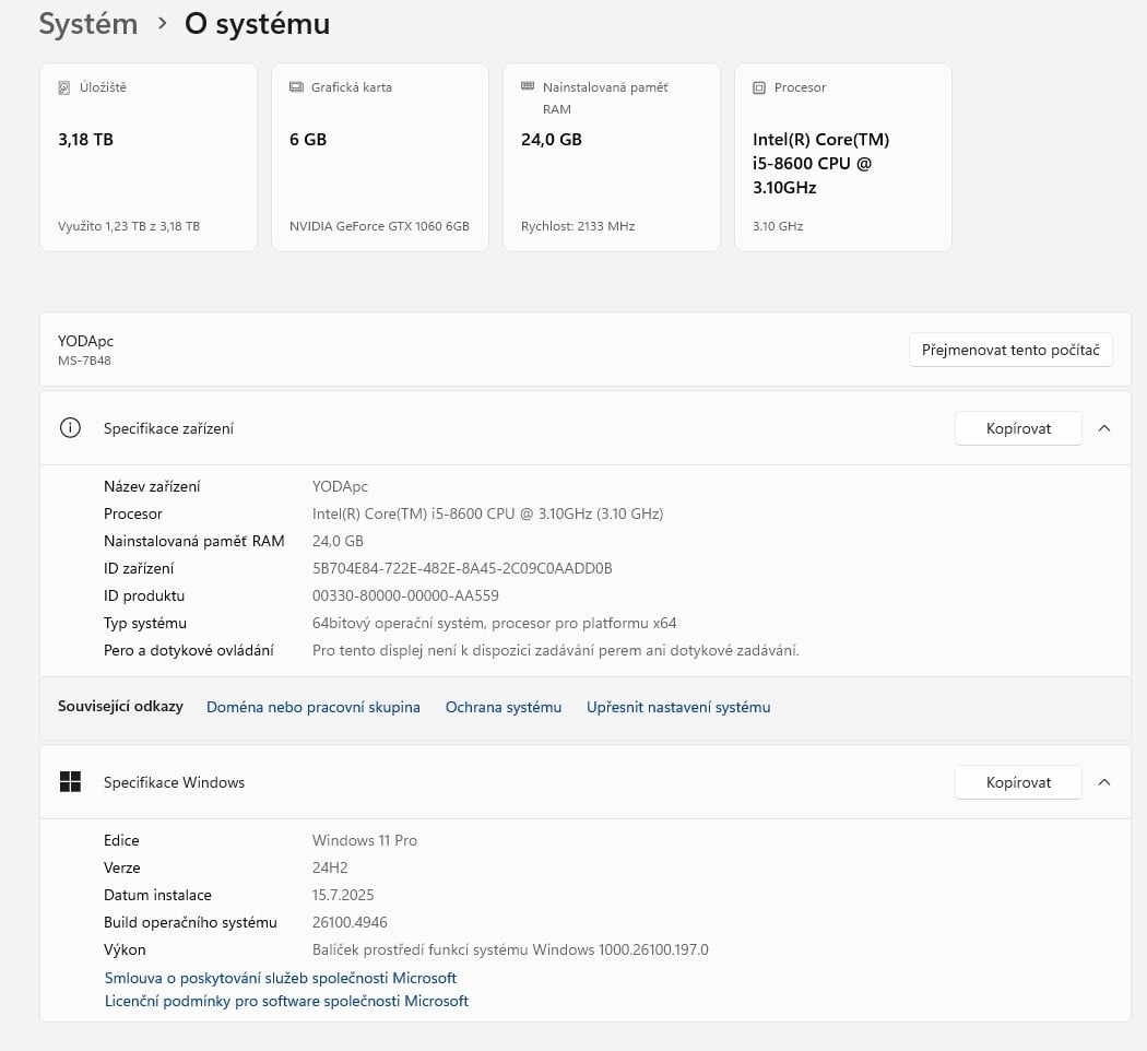 Herní PC I5 8600, Nvidia 1060 6GB, 500gb+3TB - 2