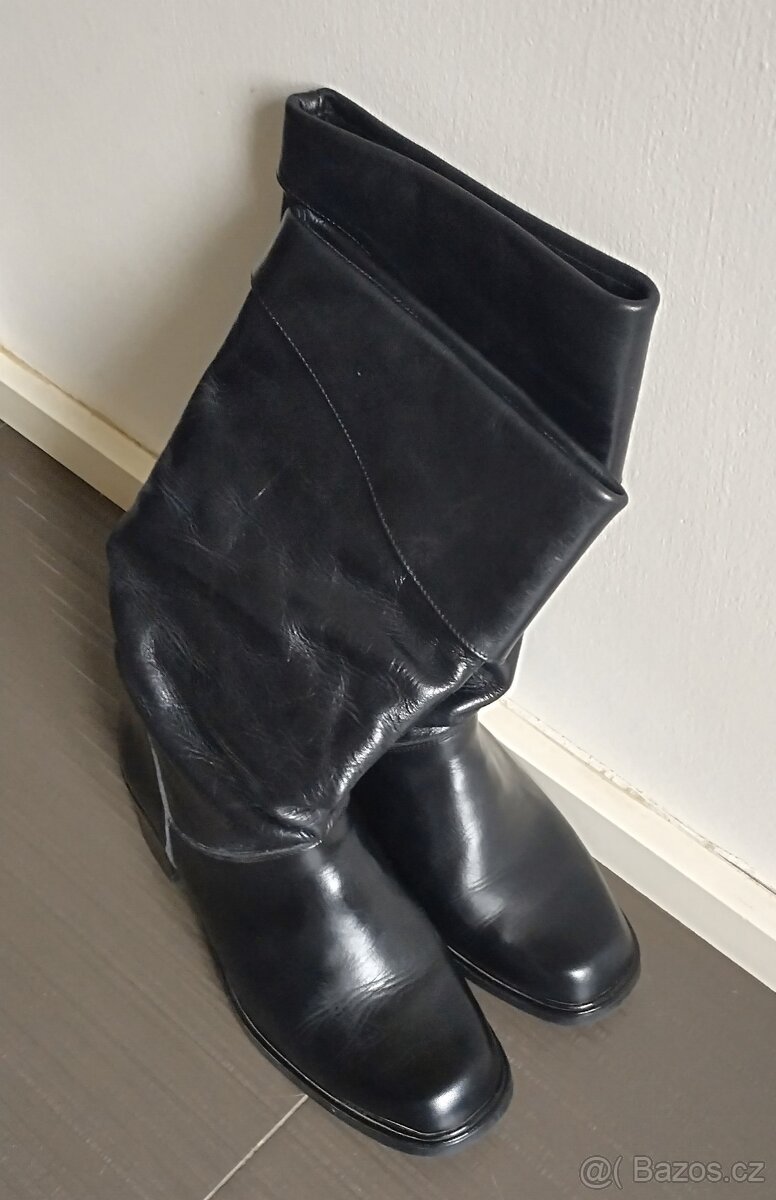 Kozačky dámské černé kožené - 2