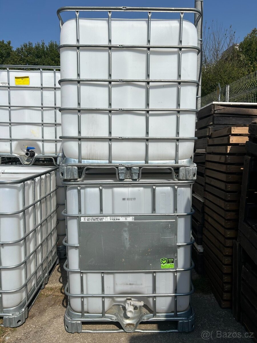 IBC nádrže 1000L na plechovej palete – ako nové - 2