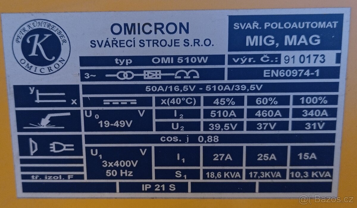 Zánovní MIG/MAG svářečka Omicron OMI 510W - 2