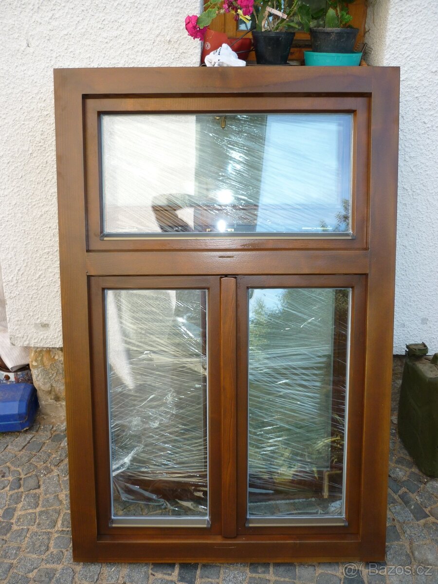 Okna dřevěná tříkřídlá půlová s nadsvětlíkem - 2