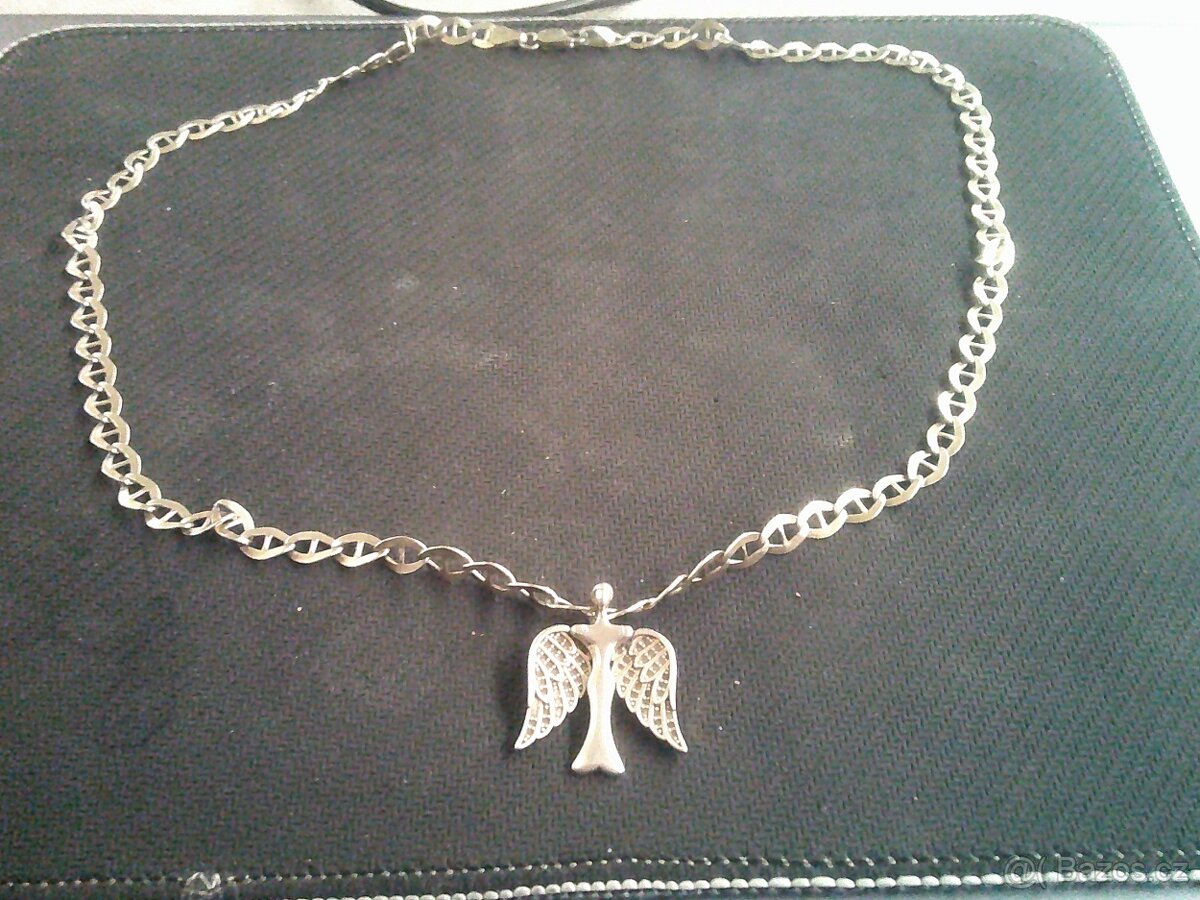 Stříbrný řetízek + stříbrný přívěšek anděl - 2