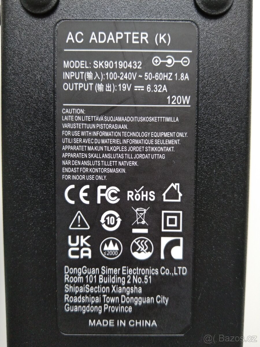 Zdroj, adaptér 120W, 19V 6,32A pro herní a výkonné ntb - 2