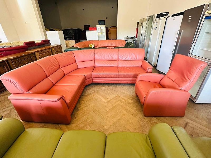 929 Kožená rohová sedací souprava sedačka HIMOLLA + TV křesl - 2