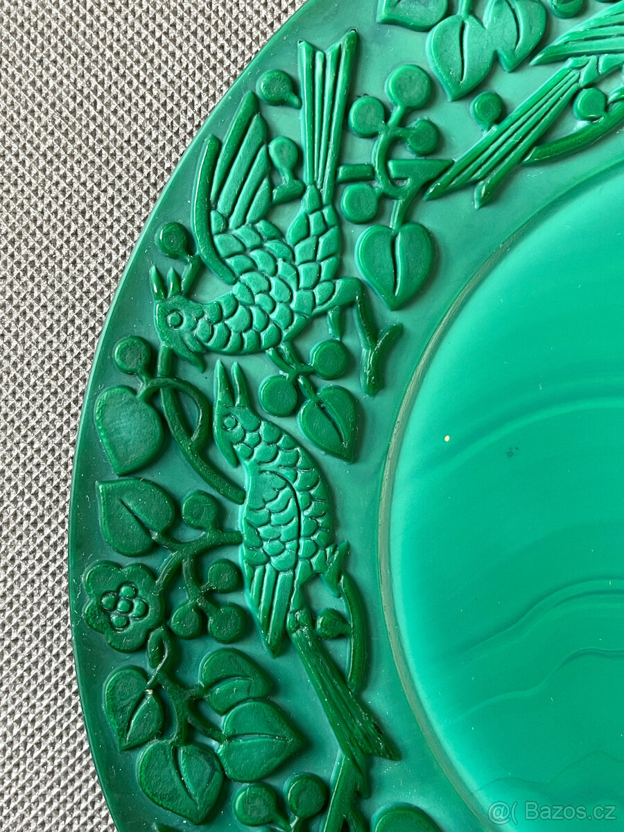 Hoffmann Talíř 27.5 cm malachitové jade sklo, A. Pfohl - 2
