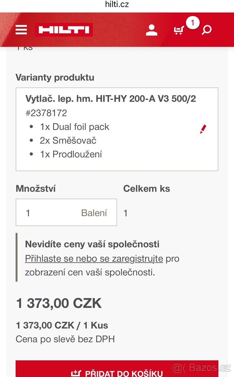 Hilti HIT-HY 200-A V3 500ml/890g - 2