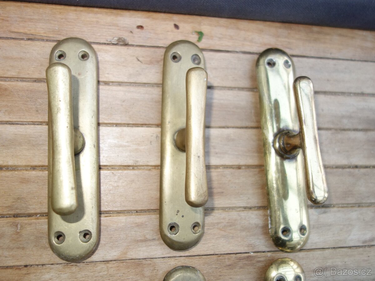 6 x stará mosazná klika, klička od okna - 2