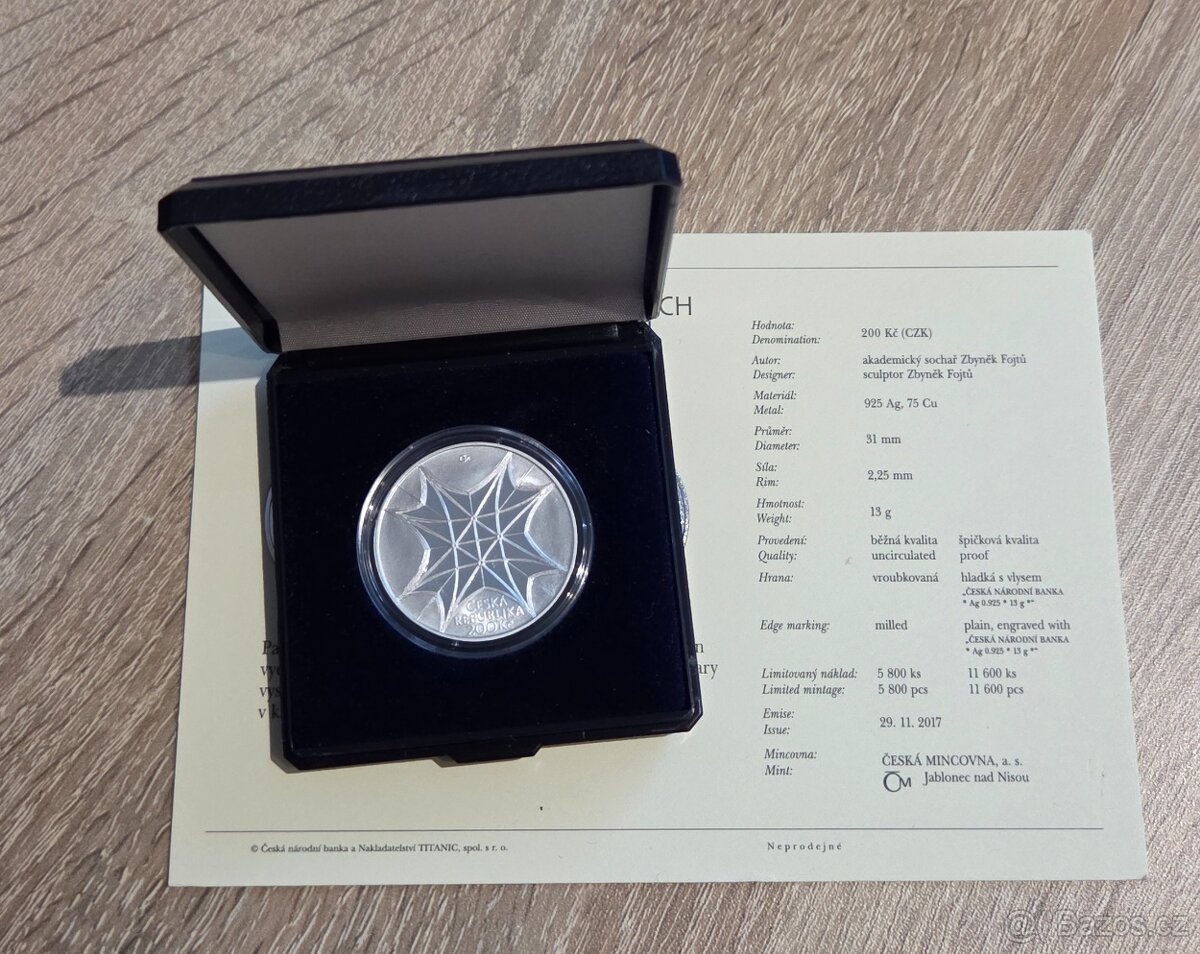 Stříbrná mince 200kč kaple sv. Václava v katedrále sv. Víta - 2