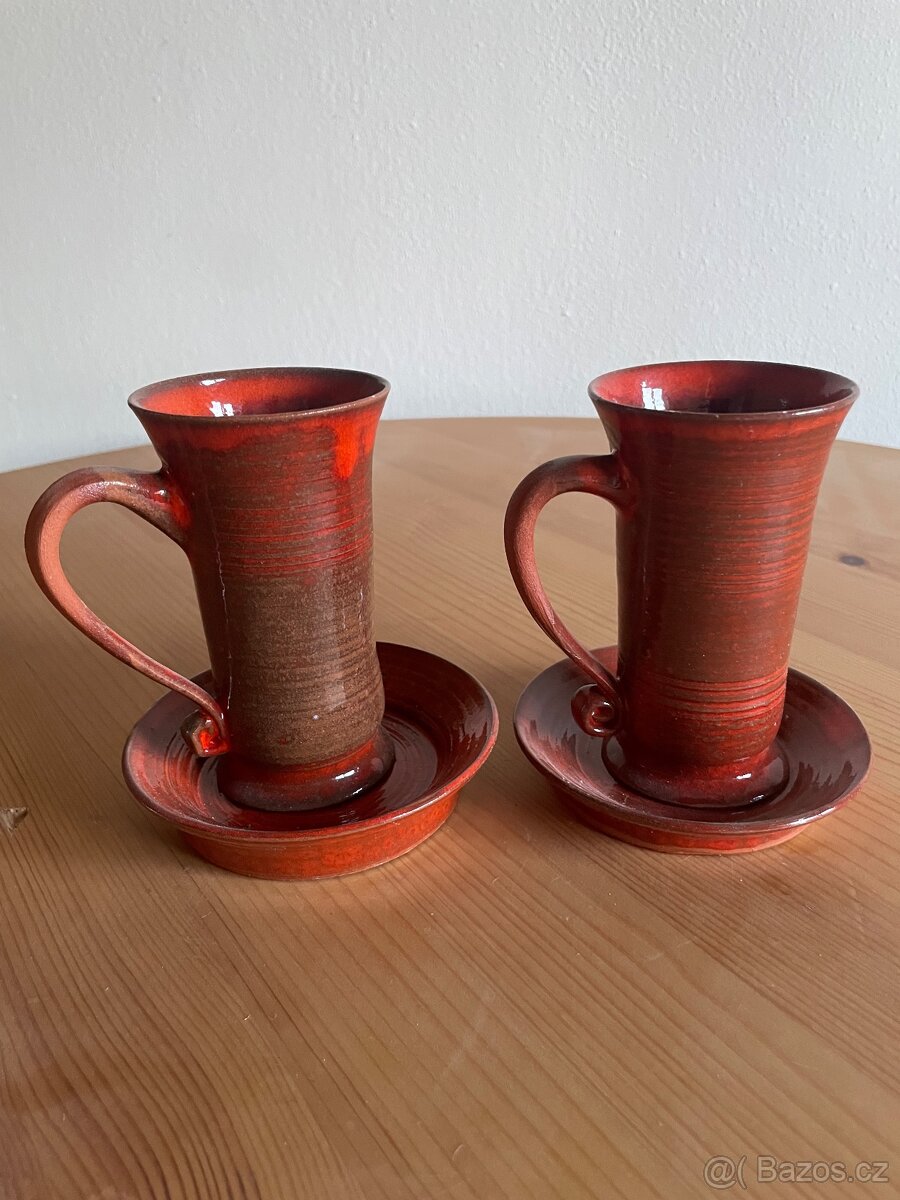 Keramické hrnky s podšálky – sada 2 ks - 2