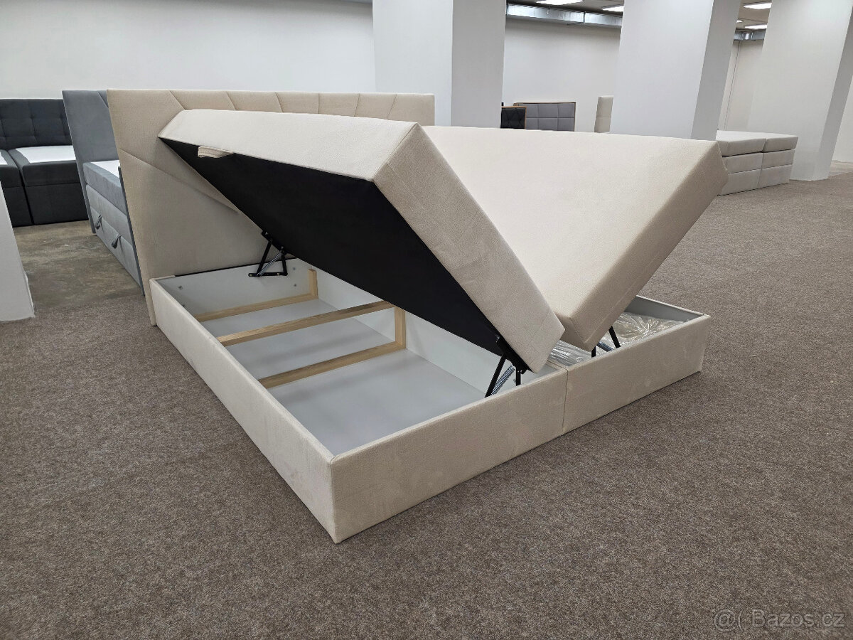 Nová boxspring postel MILTION KING 180x200 cm béžová - 2