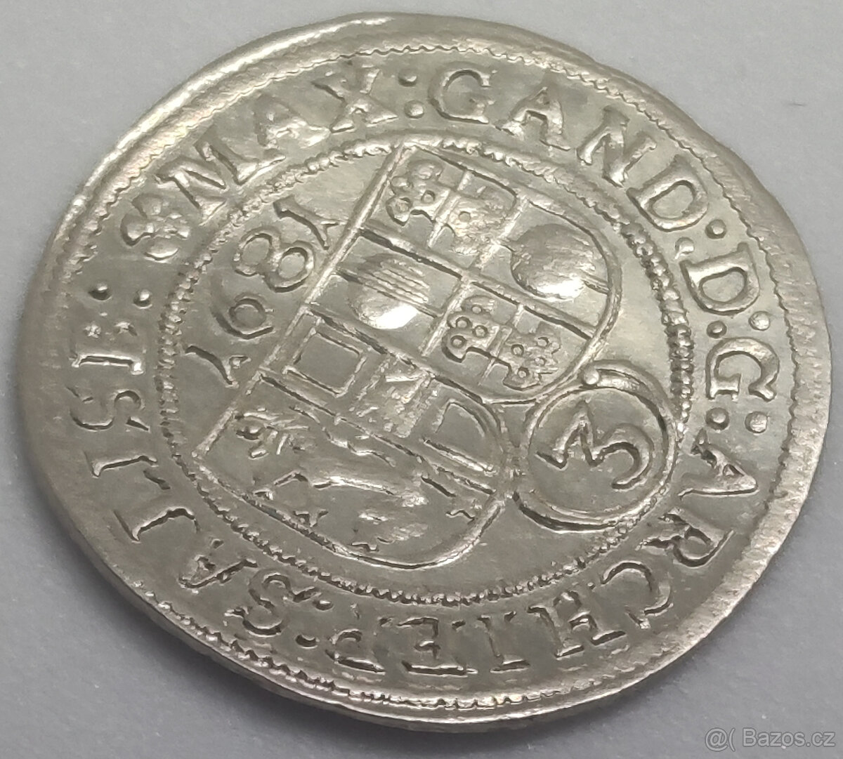 TOP Stříbrná Mince 3 Krejcar 1681, stav 0/0 LUXUSNÍ STAV - 2