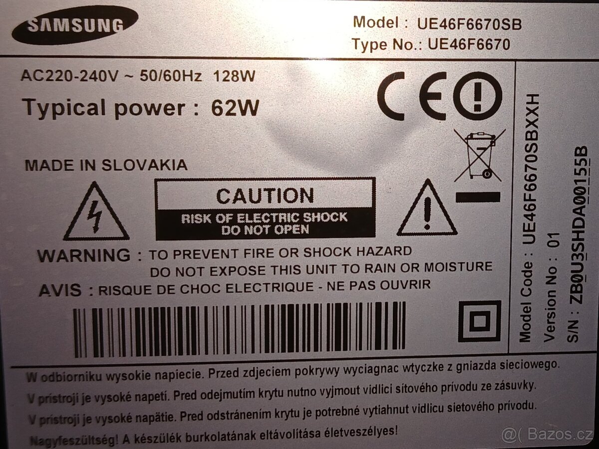 Samsung Televize 62W 50/60hz - 2