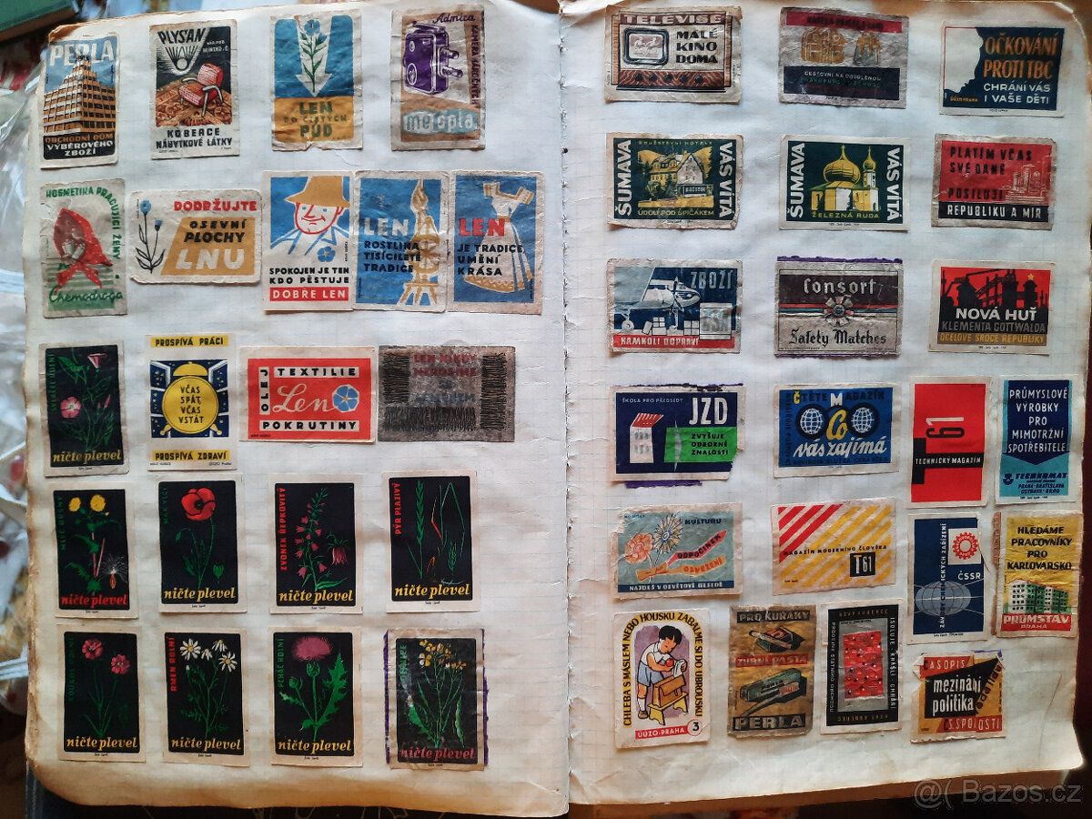 Retro/staré samolepky pro sběratele - 39 listů - 2