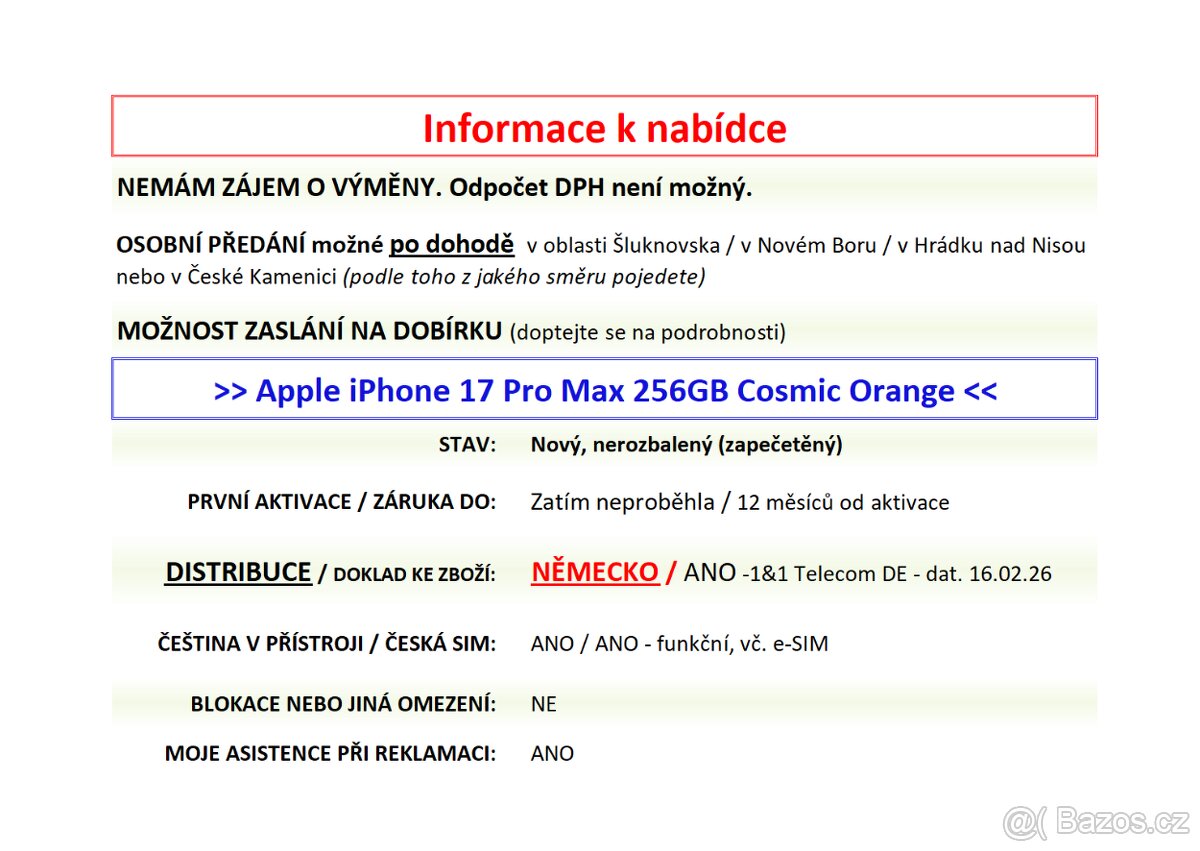iPhone 17 Pro Max 256GB Cosmic Orange NEROZBALENÝ - 2