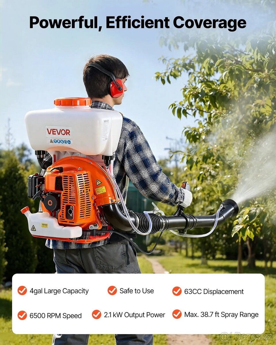 VEVOR zádový motorový mlhový postřikovač 16 l - 2