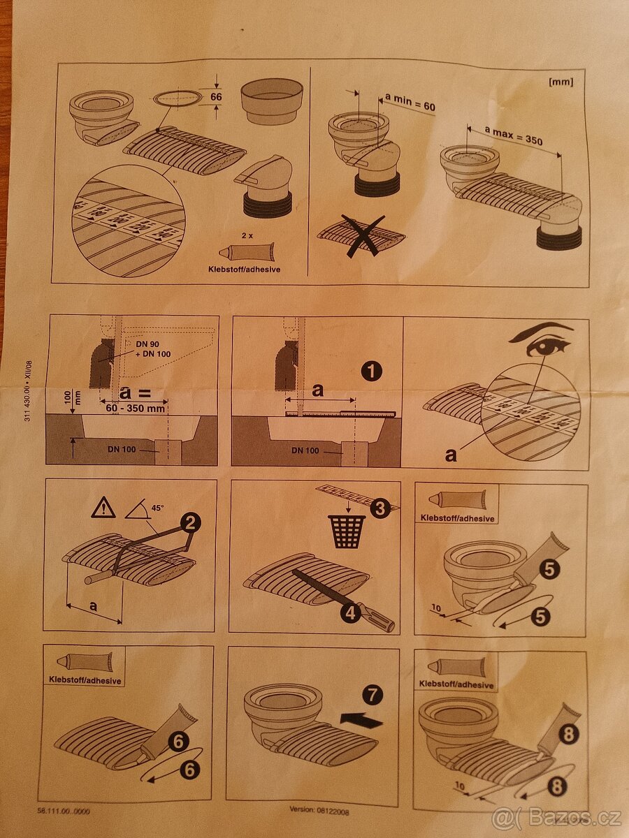 Manžeta k posunu odpadu WC 6-35cm - 2