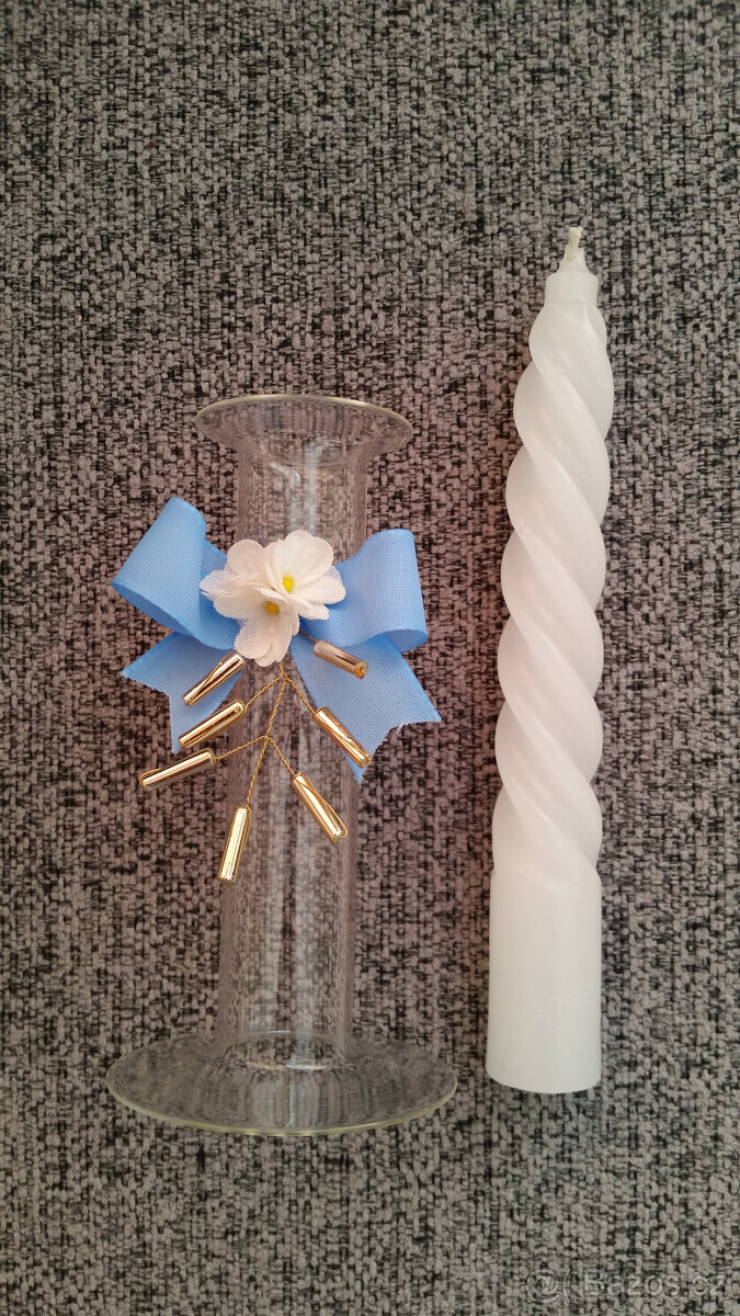 Skleněný svícen se svíčkou - 2