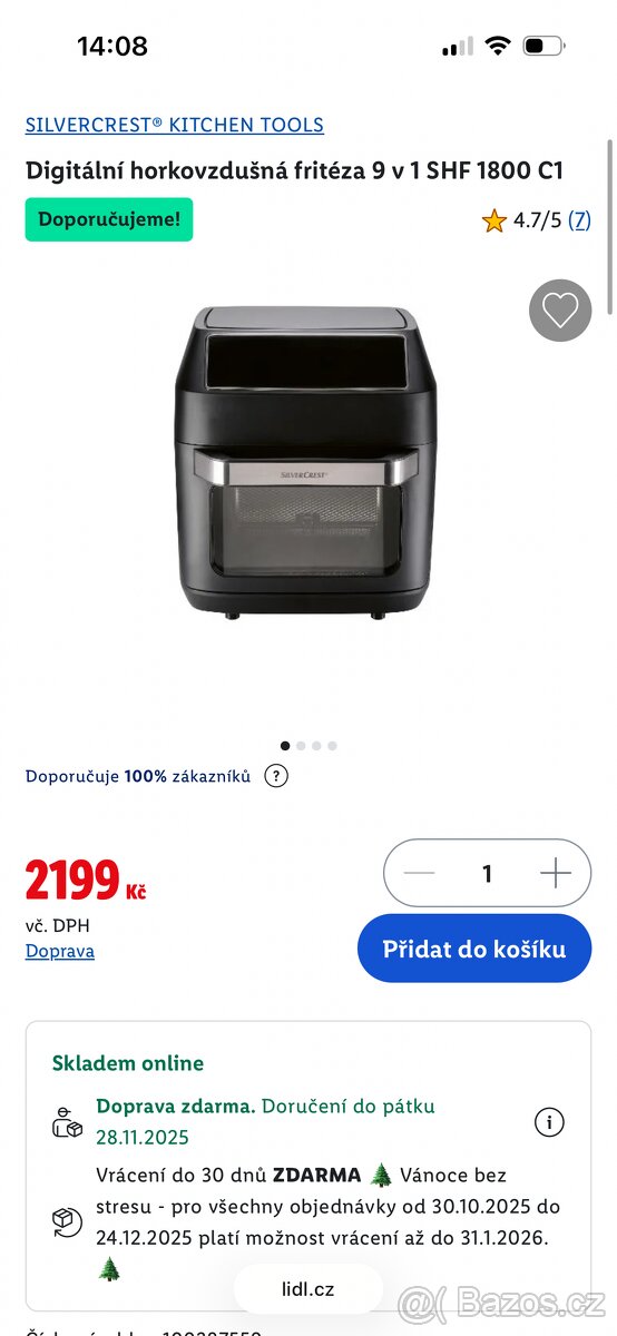 Digitální horkovzdušná fritéza Silvercrest 9 v 1 (SHF 1800 C - 2