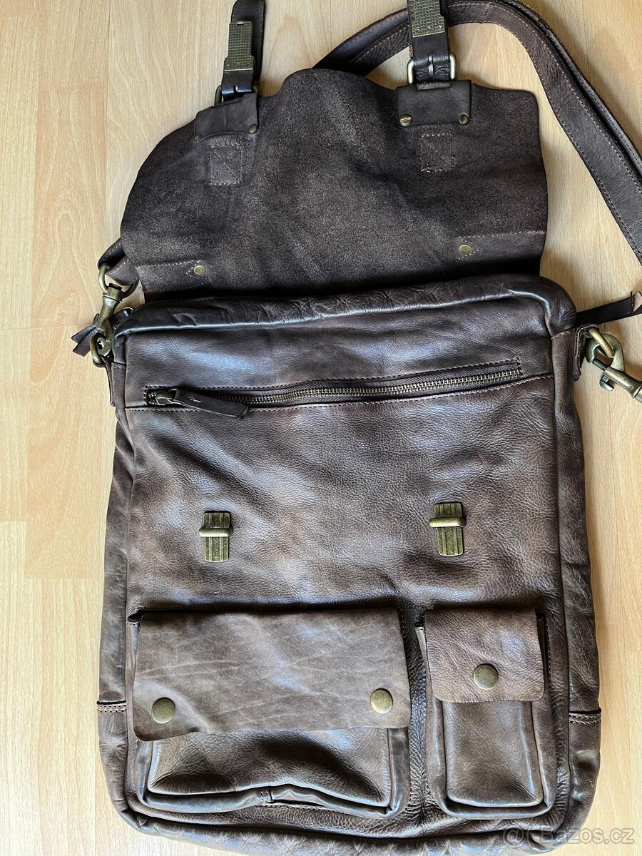 Taška přes rameno z pravé kůže 40x30x5 cm - 2