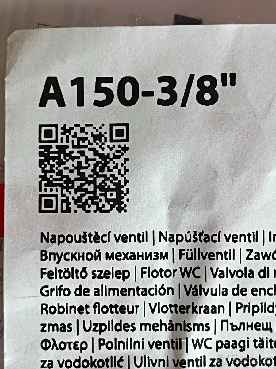 Napouštěcí ventil 3/8" - 2