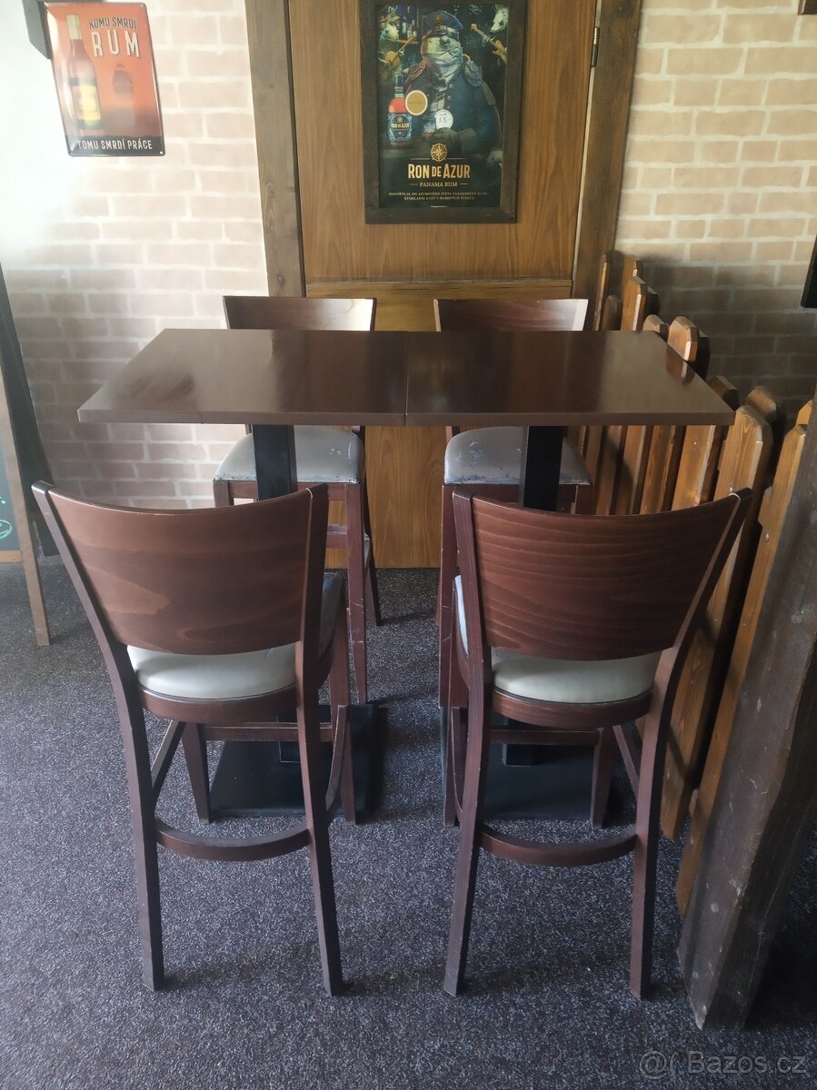 BAROVÝ SET zn. TON - STŮL + ŽIDLE - 2