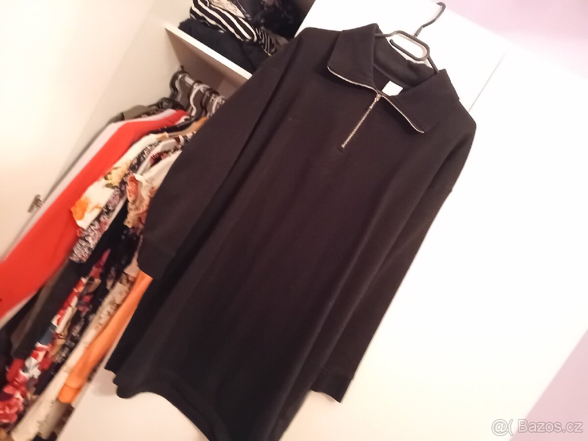 Černé mikinové elegantní šaty, velikost S, značka H&M - 2