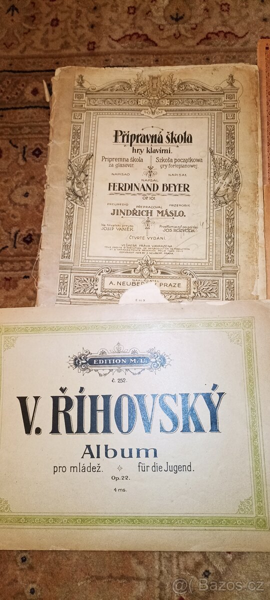 Staré noty - škola hry na klavír, průpravná cvičení - 2