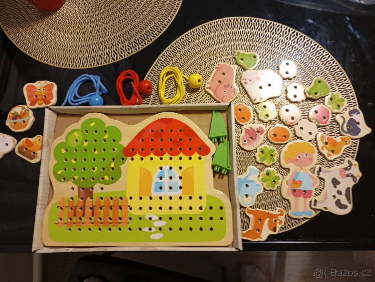 Playtive - dřevěná navlékací hra - 2