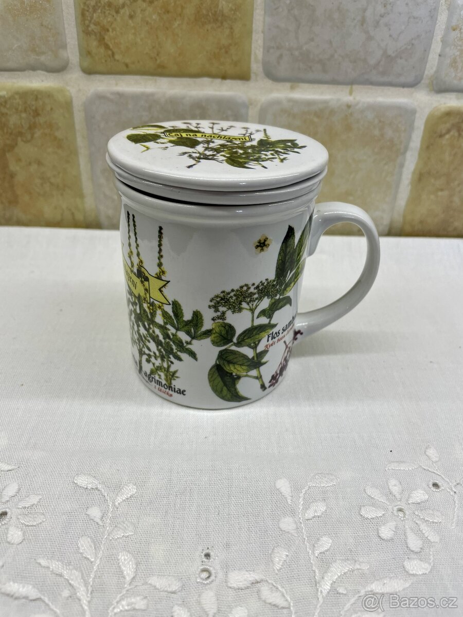 Hrnek s návodem na čaj + sítko + poklička - 2