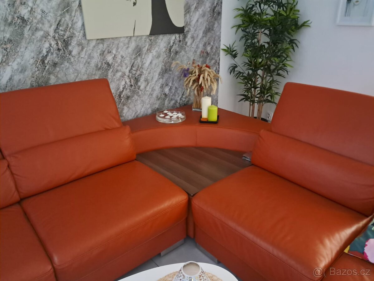 Rohová kožená sedačka - 2