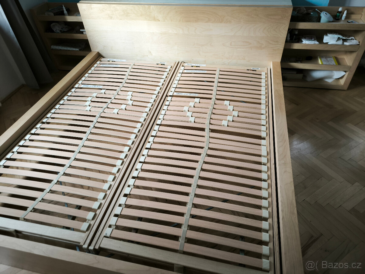 IKEA MALM 180x200 + výsuvný díl za čelo + polohovací rošty - 2