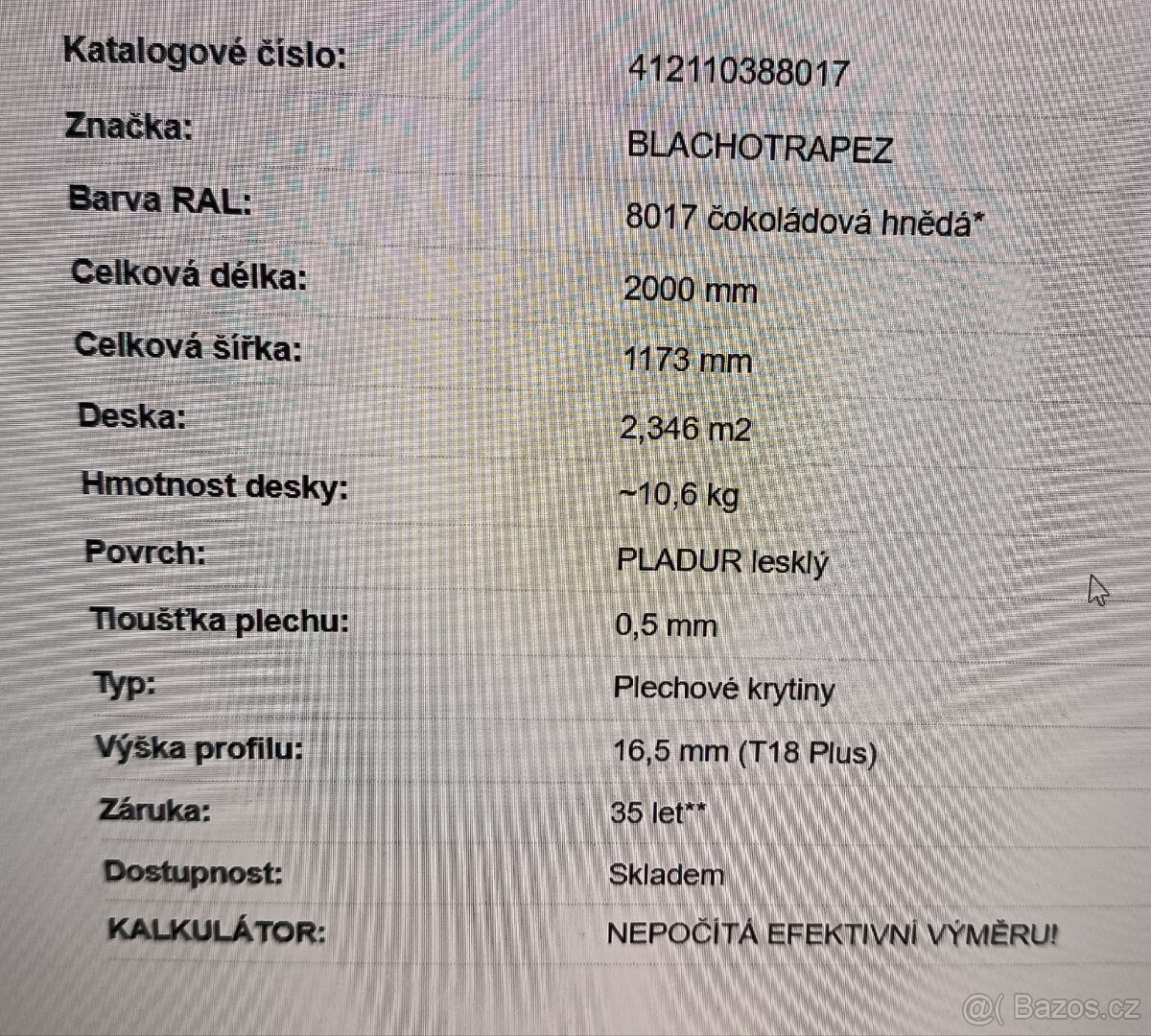 Trapézový plech - 1 kus - 2