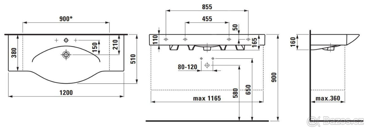 Laufen Palace nábytkové umyvadlo 120x51cm, s vadou - 2