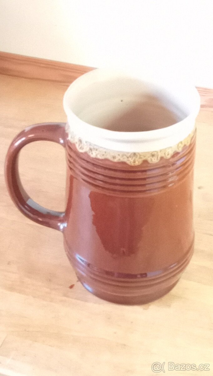 Historický retro pivní džbán 1l, pěkný, stav viz foto - 2