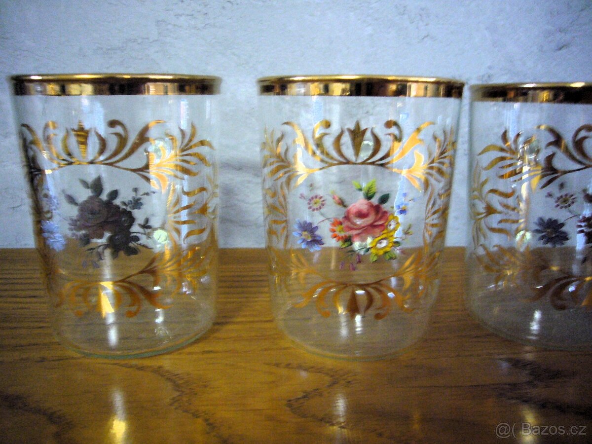 sada 6ks retro sklenice hrnky - 2