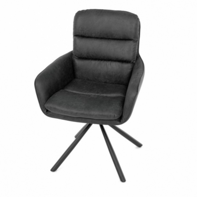 Jídelní židle s područkami v šedé látce - 2