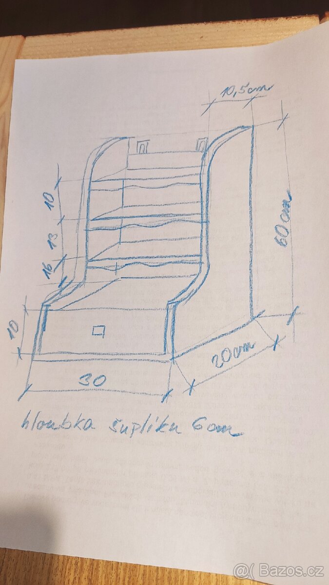 Dřevěná polička na kořenky - stará z venkovského domu - 2