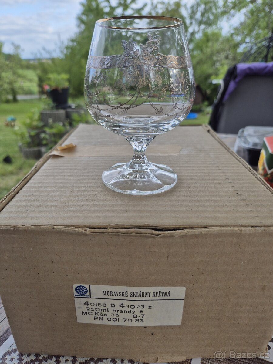RETRO SKLENIČKY NA BRANDY 6X, MORAVSKÉ SKLÁRNY KVĚTNÁ - 2