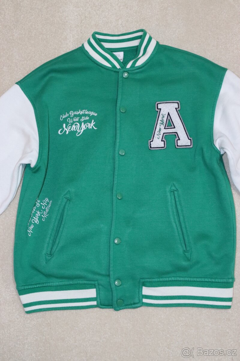 Zeleno-bílá College mikina ZARA vel. 152 - 2