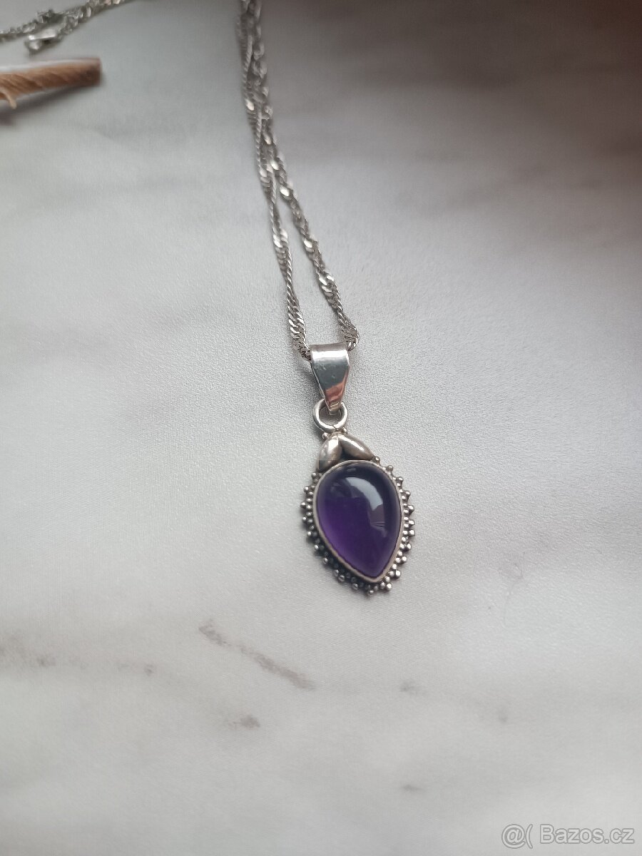 Stříbrný přívěsek ametyst - 2