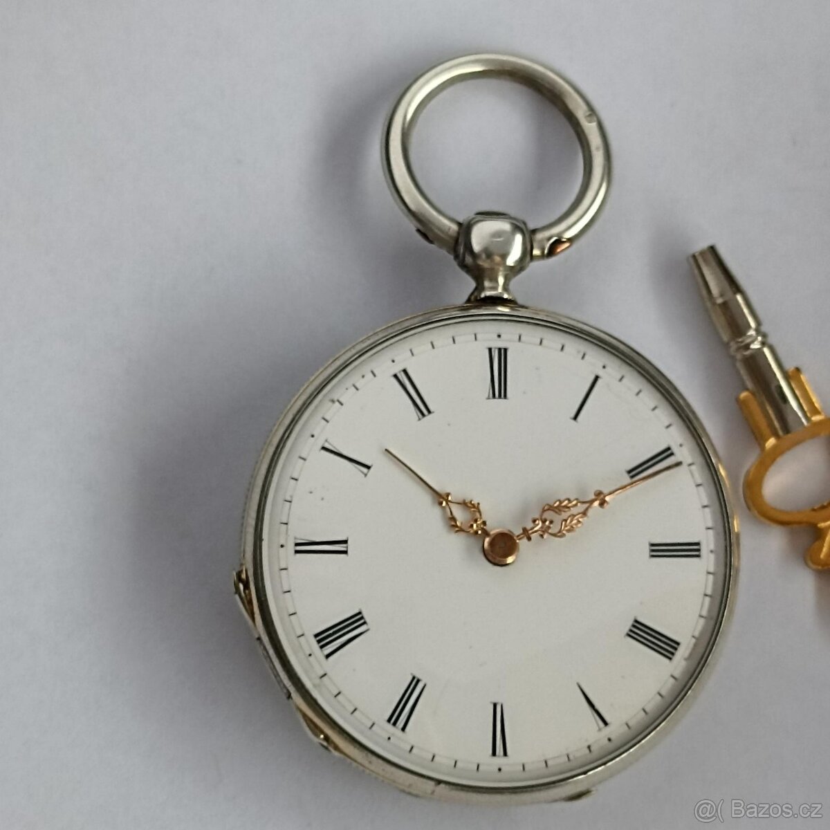 Starožitné stříbrné kapesní hodinky na klíček-klíčovky. - 2