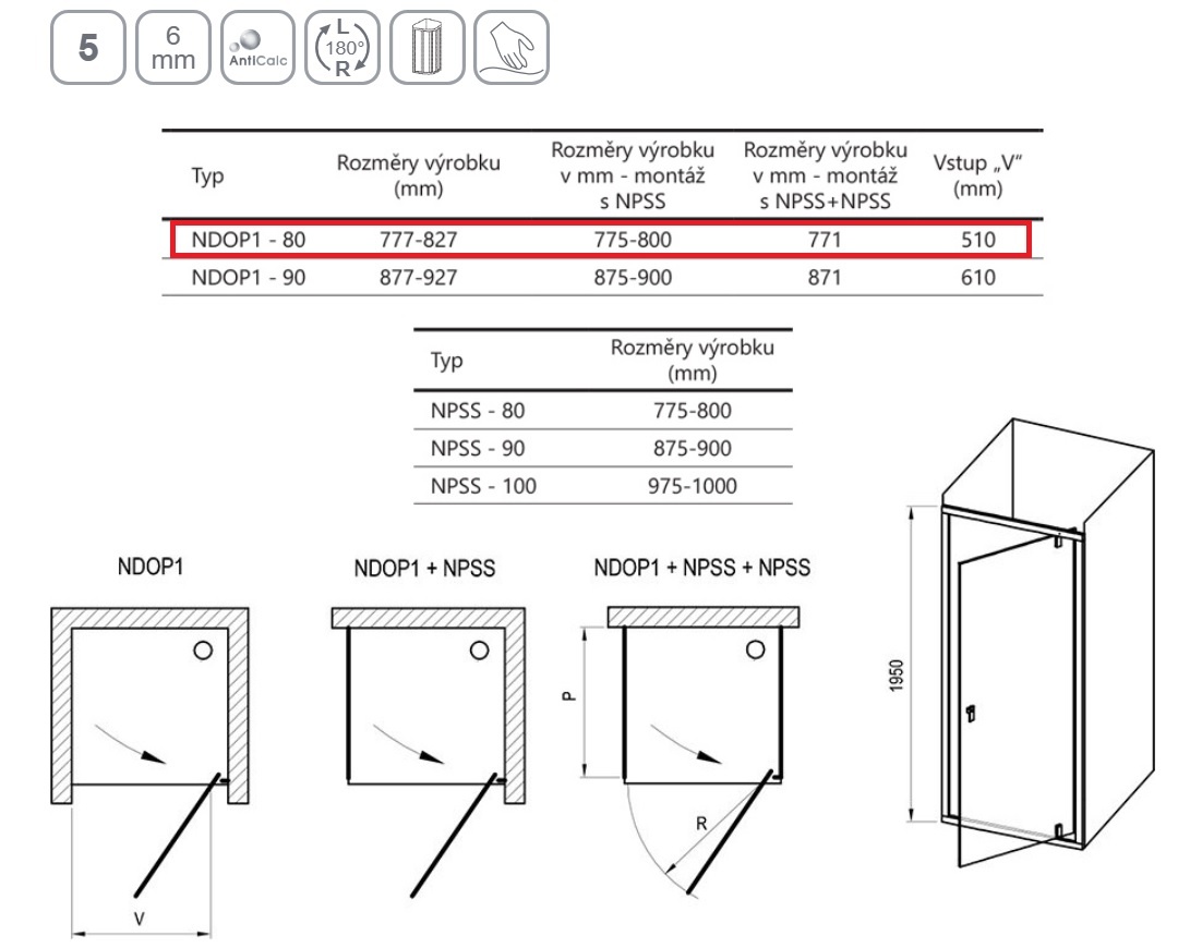Sprchové dveře RAVAK Nexty NDOP1 80cm - 2