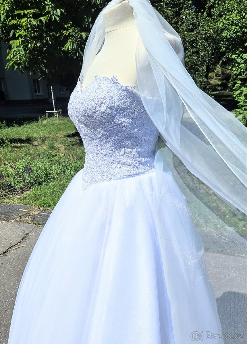 NOVÉ princeznovské svatební šaty KORZETOVÉ - 2
