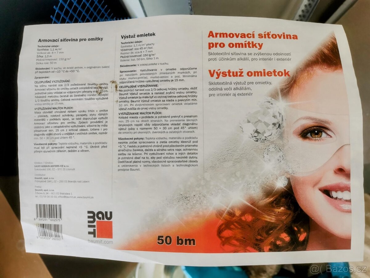 Armovací síťovina (perlinka) BAUMIT pro omítky - 2