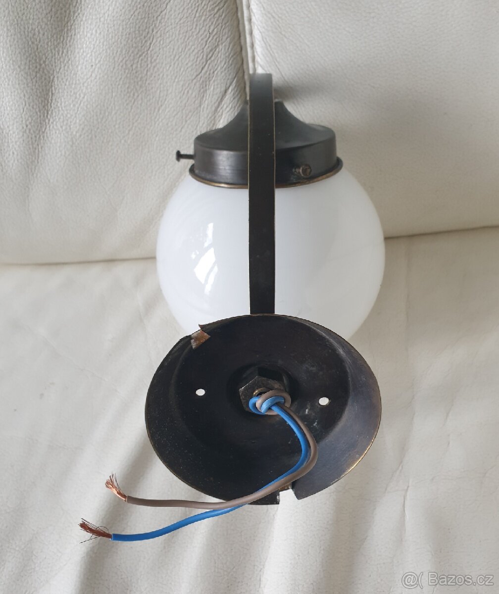 Starožitná nástěnná lampička art deco mosaz koule - 2